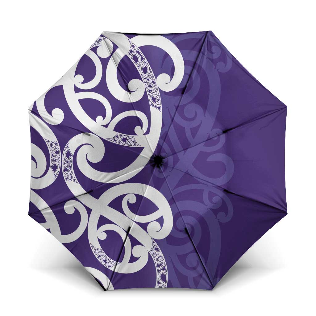 Violet Green Maori Umbrella Koru Kowhaiwhai LT7 One Size Folded 11.42 inch Opened Diameter 37.4 inch Violet - Polynesian Pride