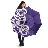Violet Green Maori Umbrella Koru Kowhaiwhai LT7 - Polynesian Pride