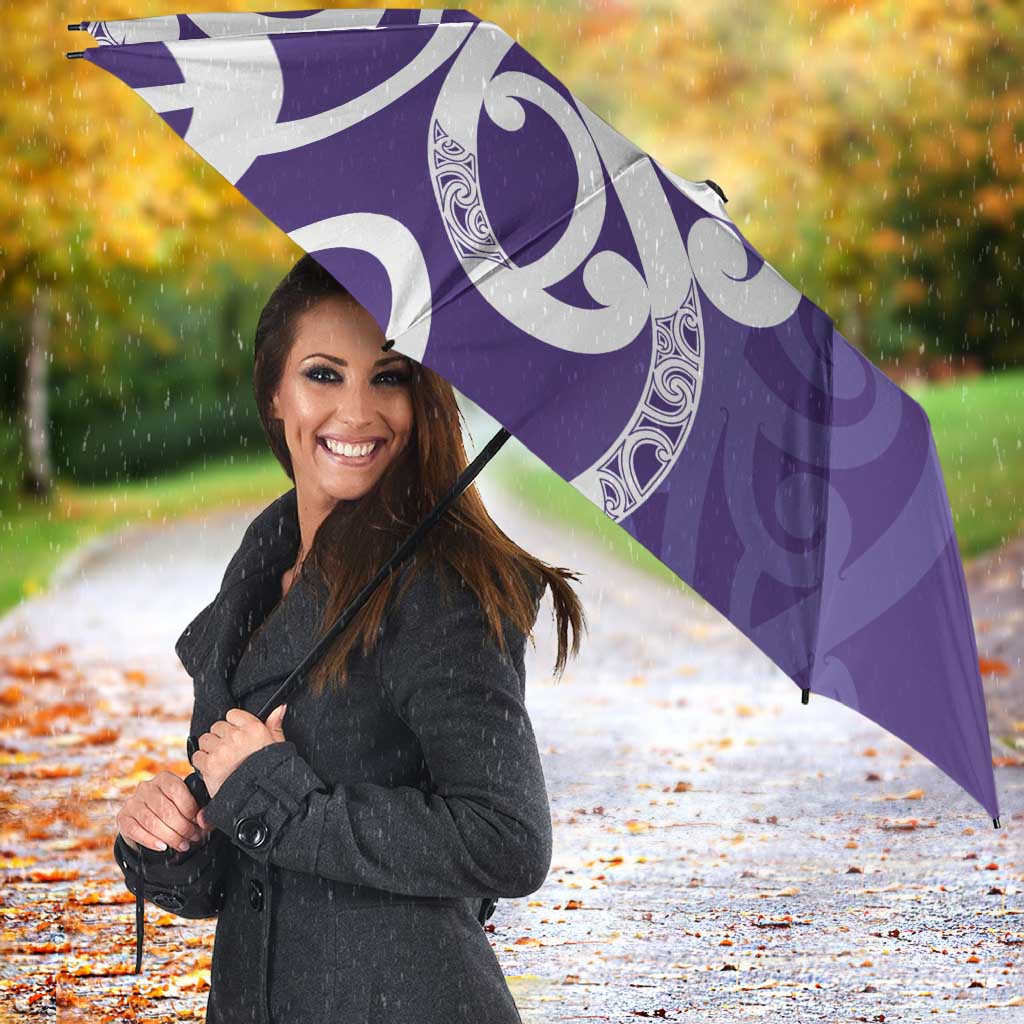 Violet Green Maori Umbrella Koru Kowhaiwhai LT7 - Polynesian Pride