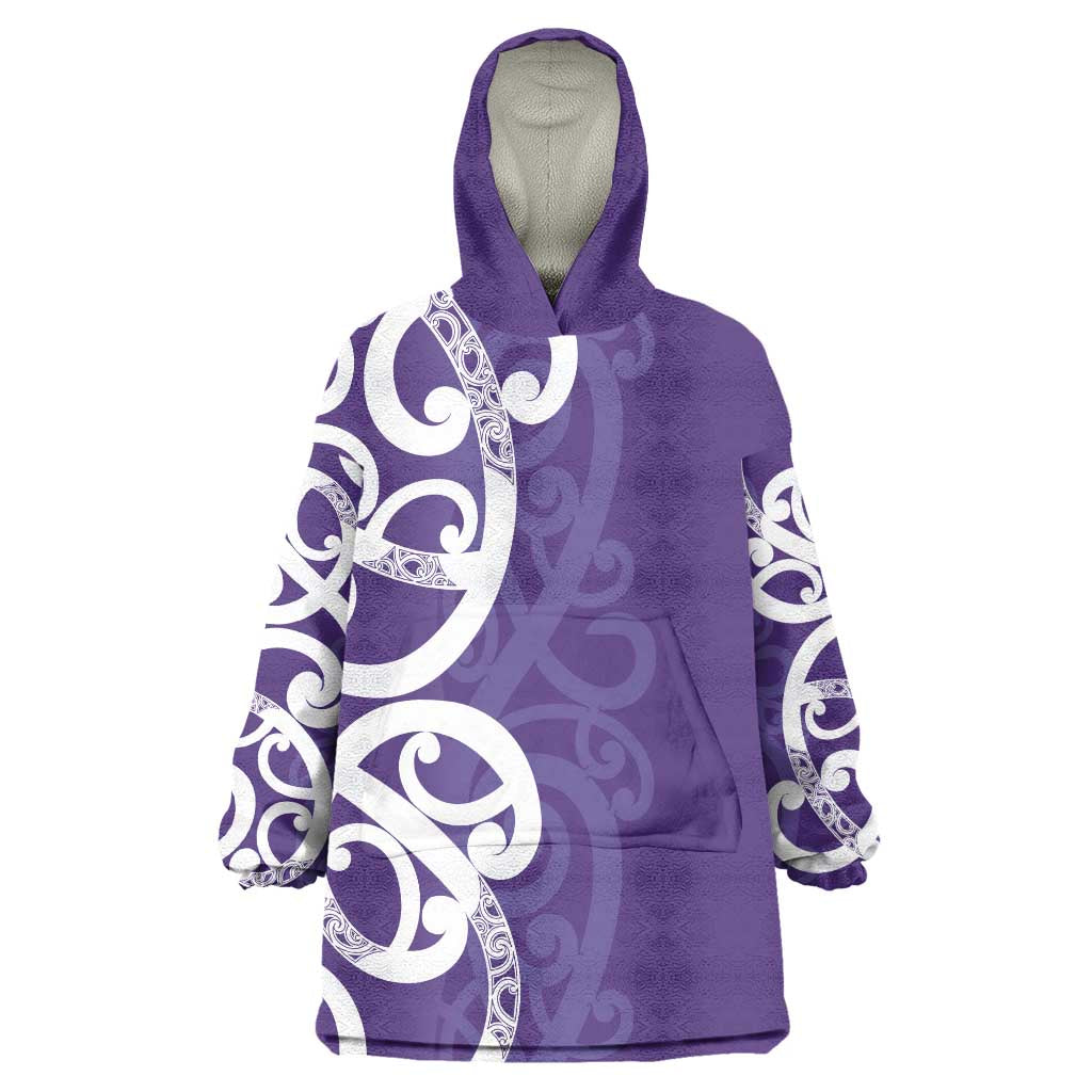 Violet Green Maori Wearable Blanket Hoodie Koru Kowhaiwhai LT7 One Size Violet - Polynesian Pride