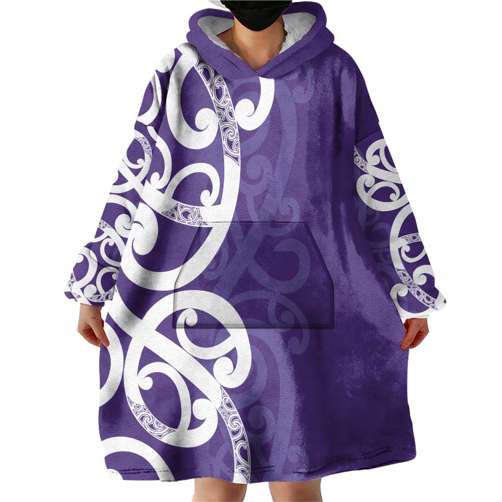 Violet Green Maori Wearable Blanket Hoodie Koru Kowhaiwhai LT7 - Polynesian Pride