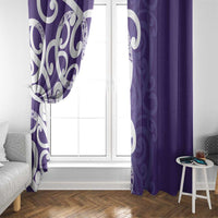 Violet Green Maori Window Curtain Koru Kowhaiwhai - Polynesian Pride