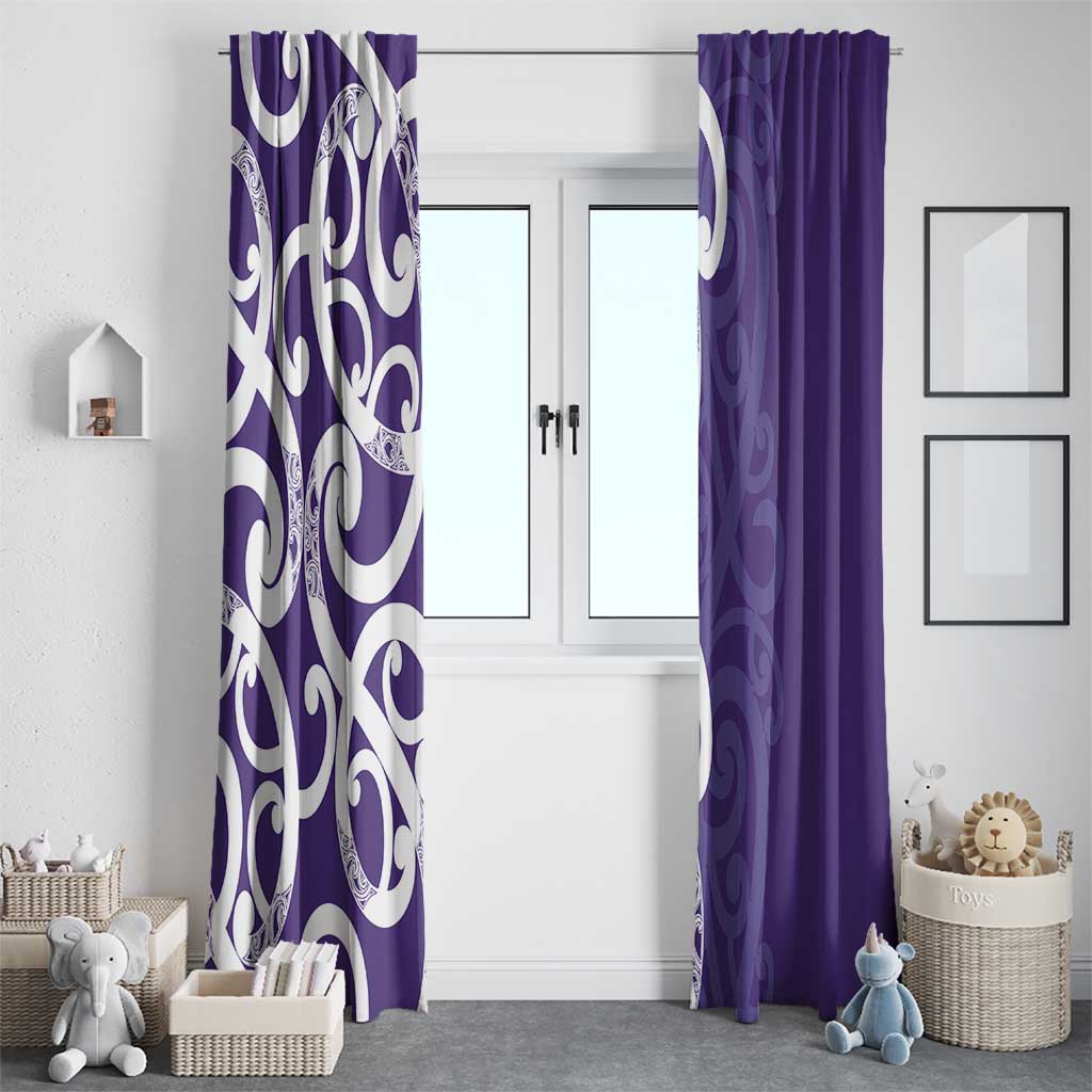Violet Green Maori Window Curtain Koru Kowhaiwhai - Polynesian Pride
