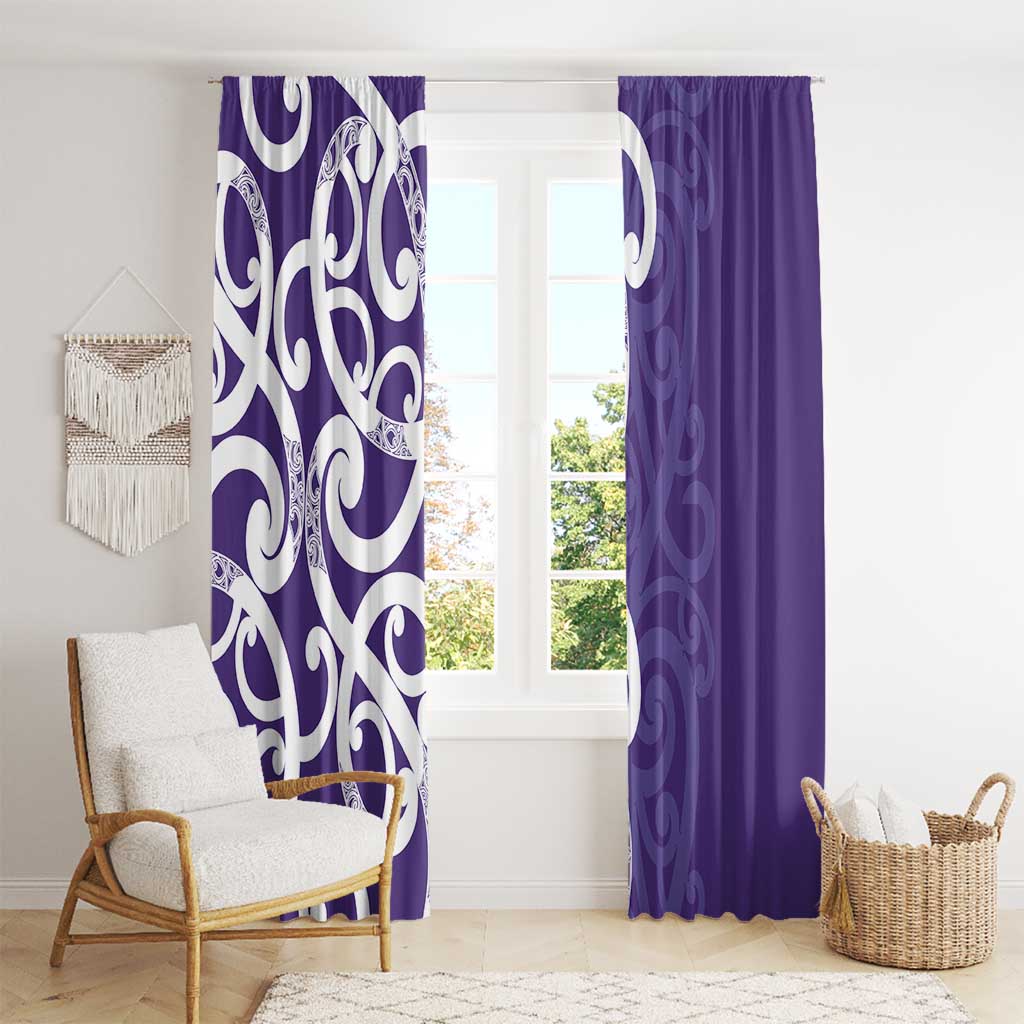 Violet Green Maori Window Curtain Koru Kowhaiwhai - Polynesian Pride