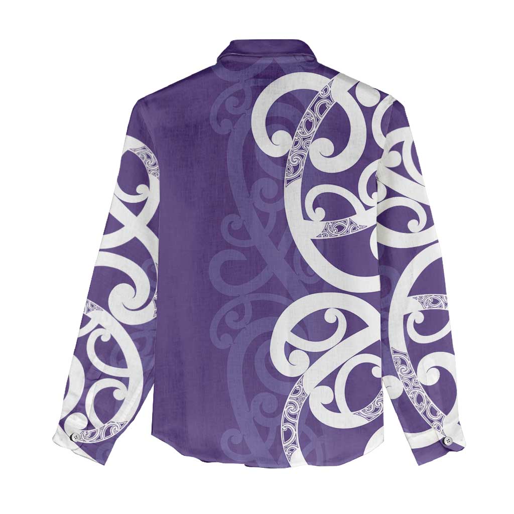 Violet Green Maori Women Casual Shirt Koru Kowhaiwhai LT7 - Polynesian Pride