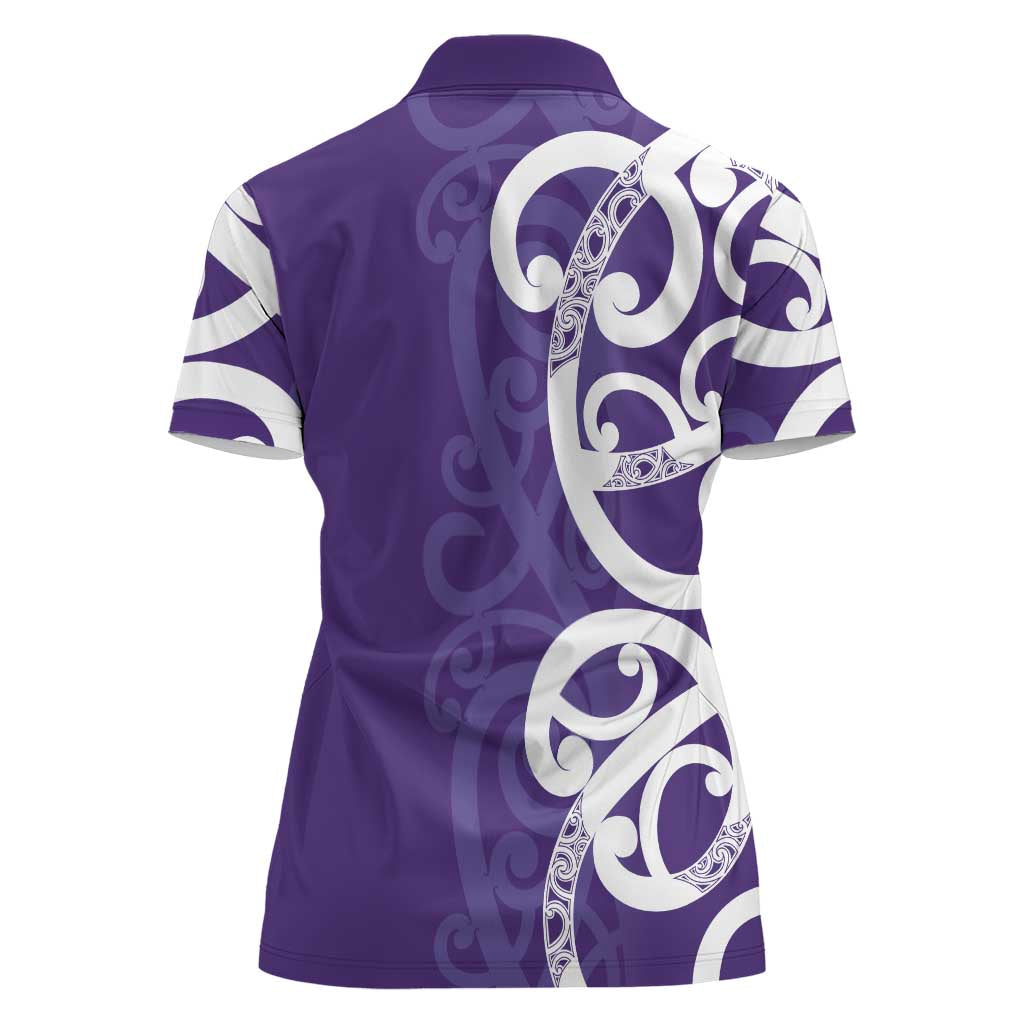 Violet Green Maori Women Polo Shirt Koru Kowhaiwhai LT7 - Polynesian Pride