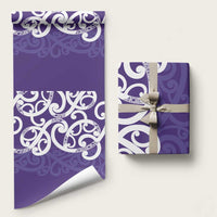 Violet Green Maori Wrapping Paper Koru Kowhaiwhai LT7 58" × 23" Violet - Polynesian Pride