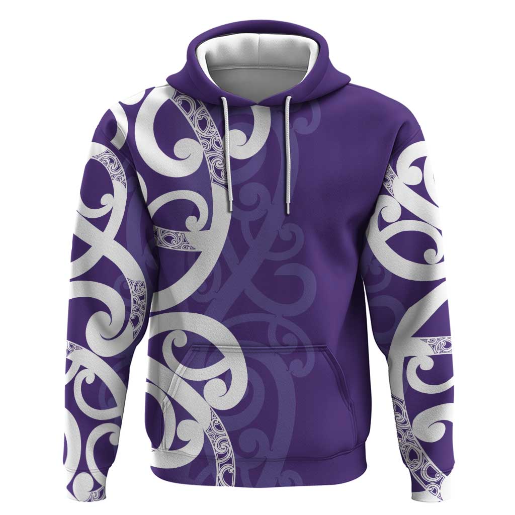 Violet Green Maori Zip Hoodie Koru Kowhaiwhai LT7 Pullover Hoodie Violet - Polynesian Pride