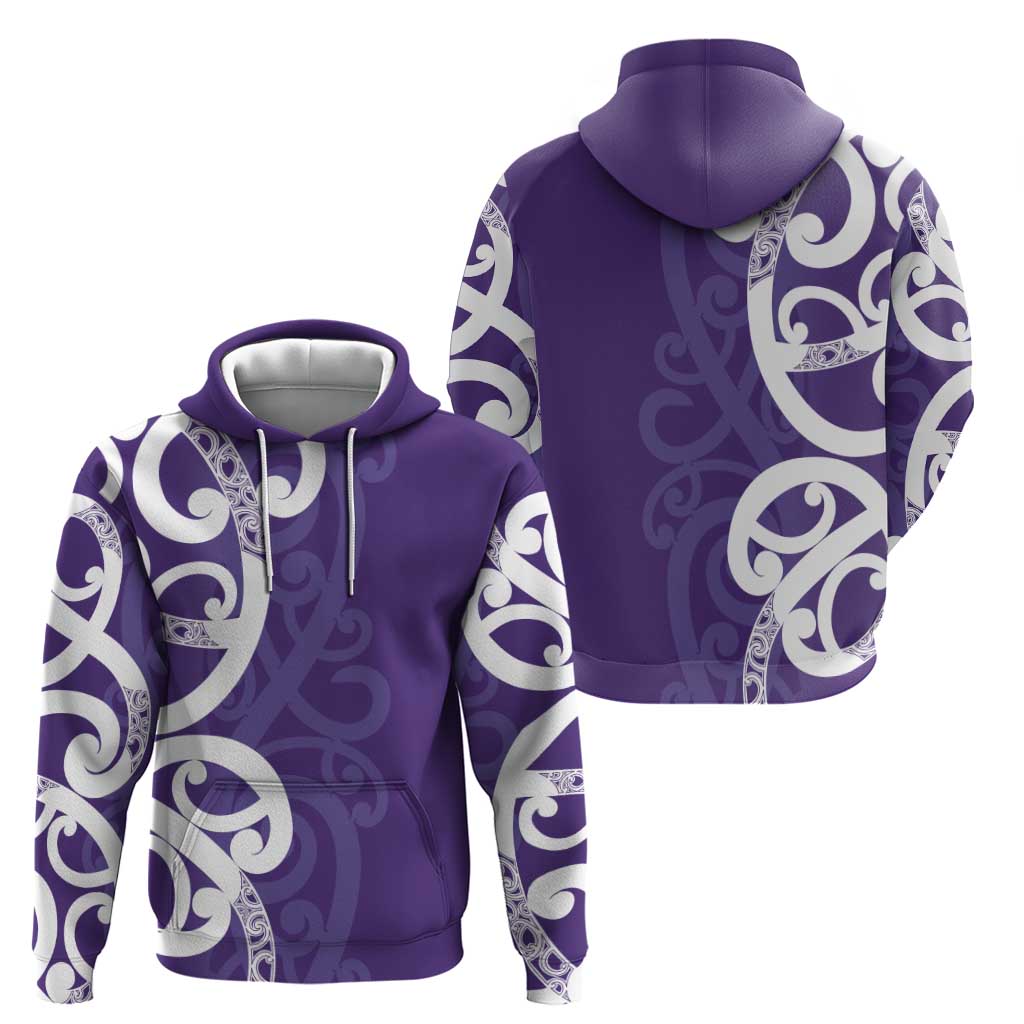 Violet Green Maori Zip Hoodie Koru Kowhaiwhai LT7 - Polynesian Pride