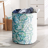 Paua Shell Maori Laundry Basket Koru Kowhaiwhai LT7 White - Polynesian Pride