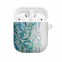 Paua Shell Maori AirPods Case Koru Kowhaiwhai LT7 White - Polynesian Pride