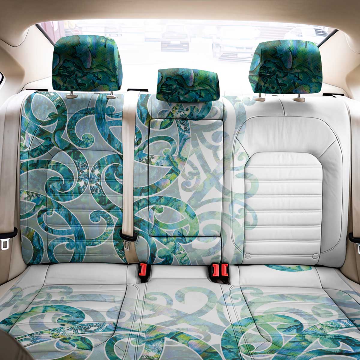 Paua Shell Maori Back Car Seat Cover Koru Kowhaiwhai LT7 - Polynesian Pride