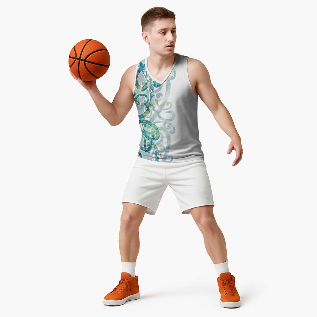 Paua Shell Maori Basketball Jersey Koru Kowhaiwhai LT7 - Polynesian Pride