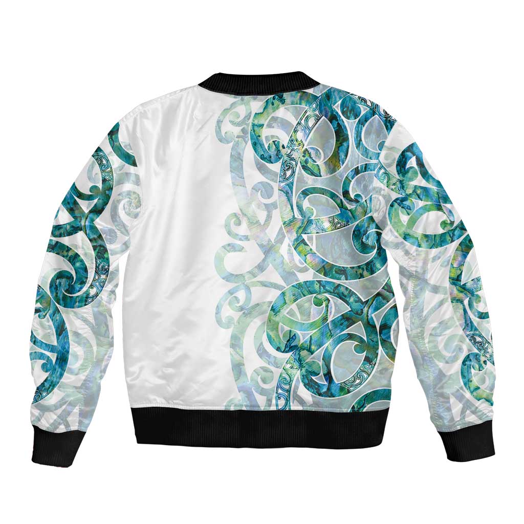 Paua Shell Maori Bomber Jacket Koru Kowhaiwhai LT7 - Polynesian Pride
