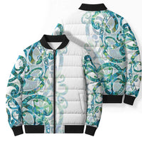 Paua Shell Maori Bomber Puffer Jacket Koru Kowhaiwhai LT7 - Polynesian Pride
