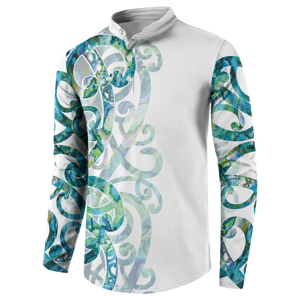 Paua Shell Maori Button Sweatshirt Koru Kowhaiwhai LT7 - Polynesian Pride