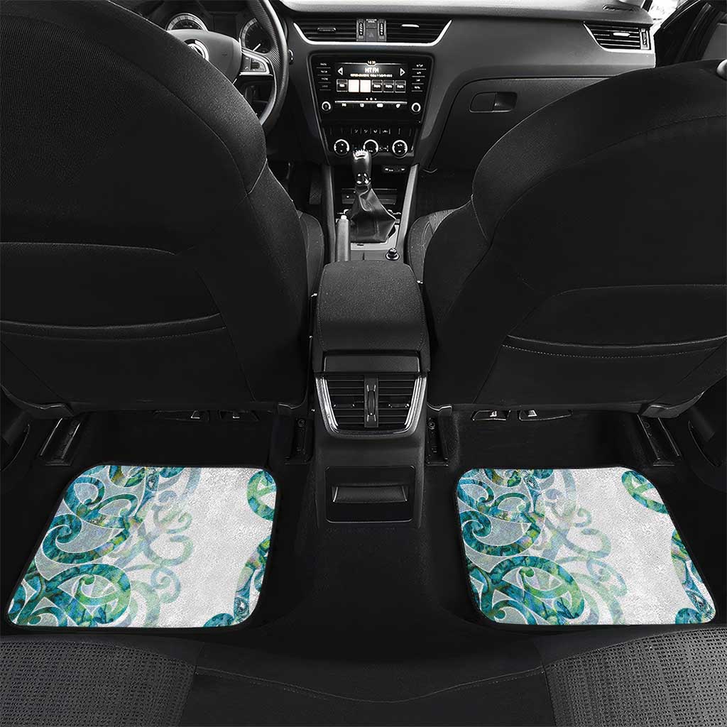 Paua Shell Maori Car Mats Koru Kowhaiwhai LT7 Set 2pcs - Back White - Polynesian Pride