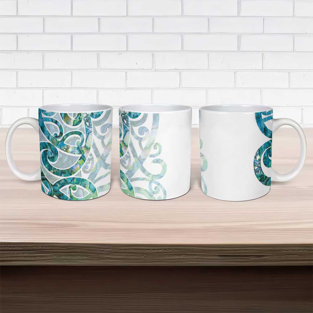 Paua Shell Maori Ceramic Mug Koru Kowhaiwhai LT7 - Polynesian Pride