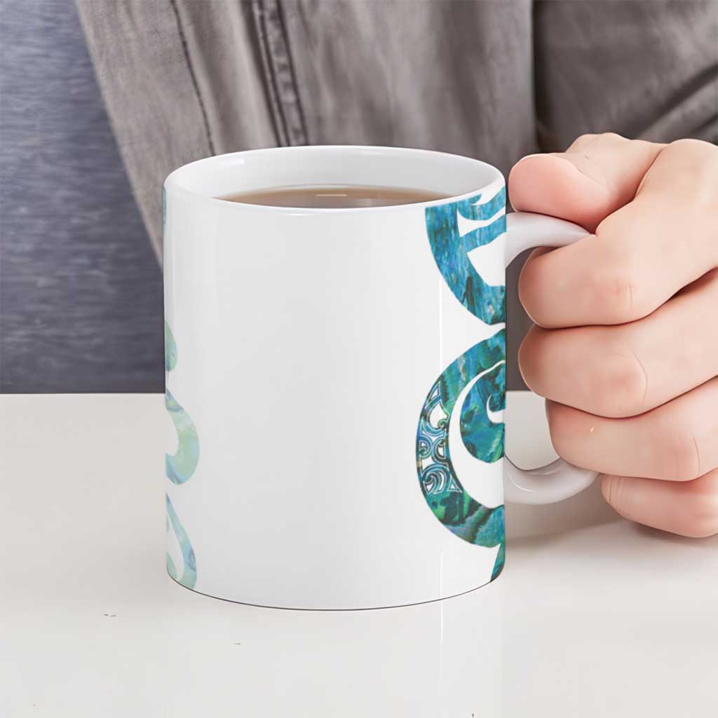 Paua Shell Maori Ceramic Mug Koru Kowhaiwhai LT7 - Polynesian Pride