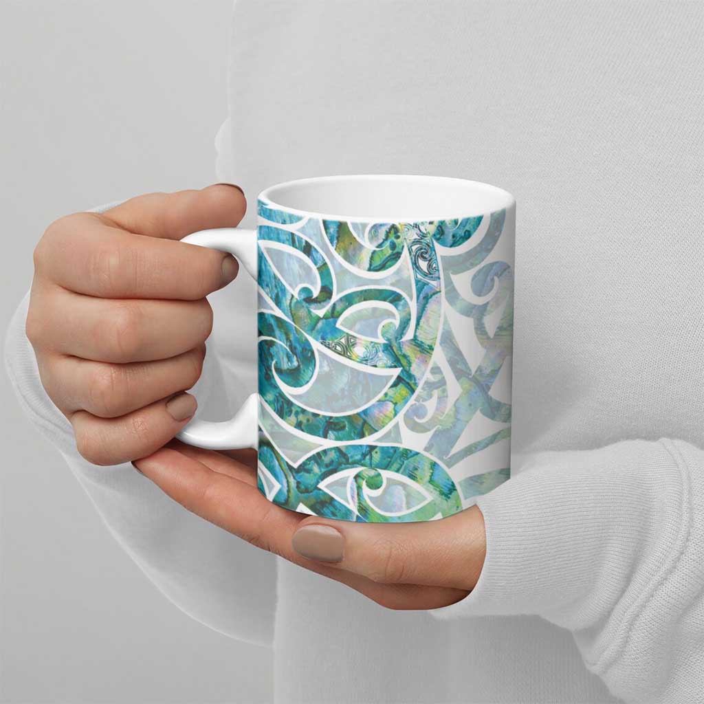 Paua Shell Maori Ceramic Mug Koru Kowhaiwhai LT7 - Polynesian Pride