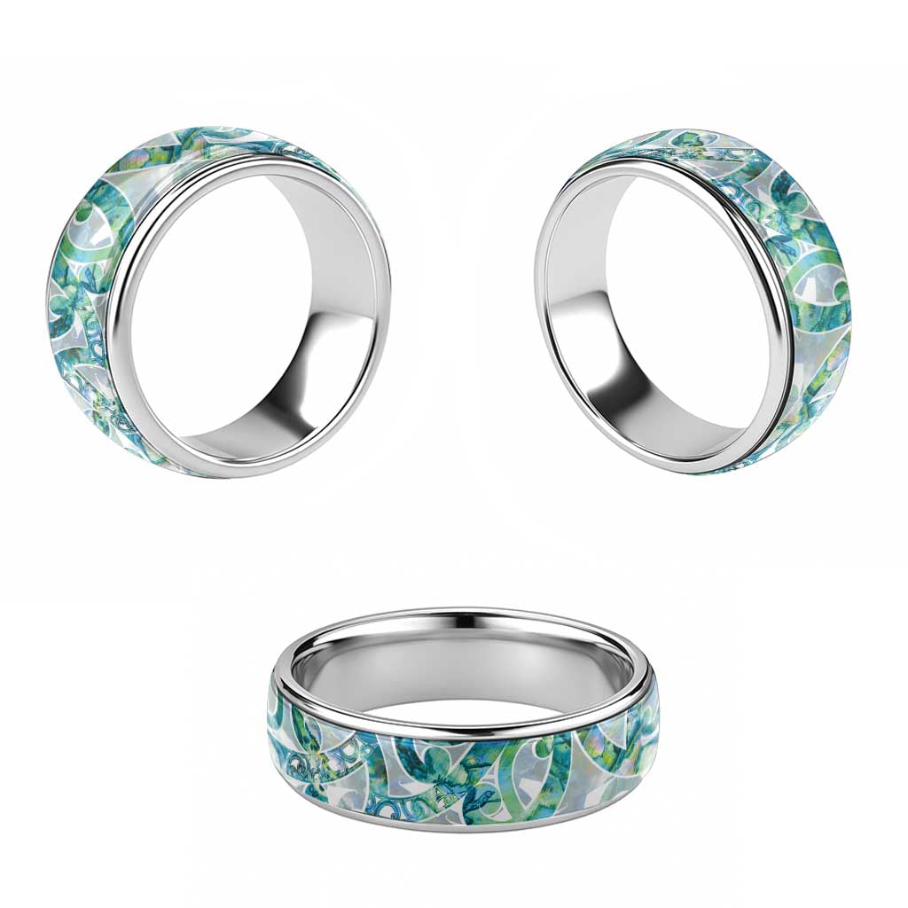 Paua Shell Maori Classic Ring Koru Kowhaiwhai LT7 - Polynesian Pride