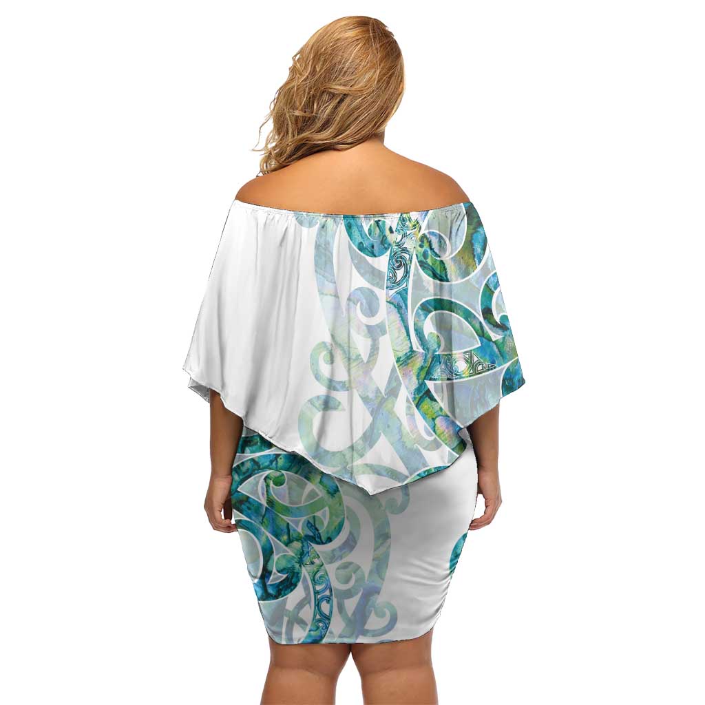 Paua Shell Maori Family Matching Off Shoulder Short Dress and Hawaiian Shirt Koru Kowhaiwhai - Polynesian Pride