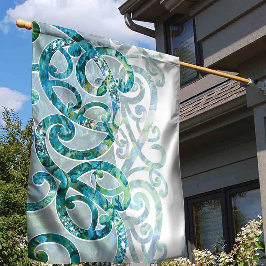 Paua Shell Maori Garden Flag Koru Kowhaiwhai LT7 - Polynesian Pride