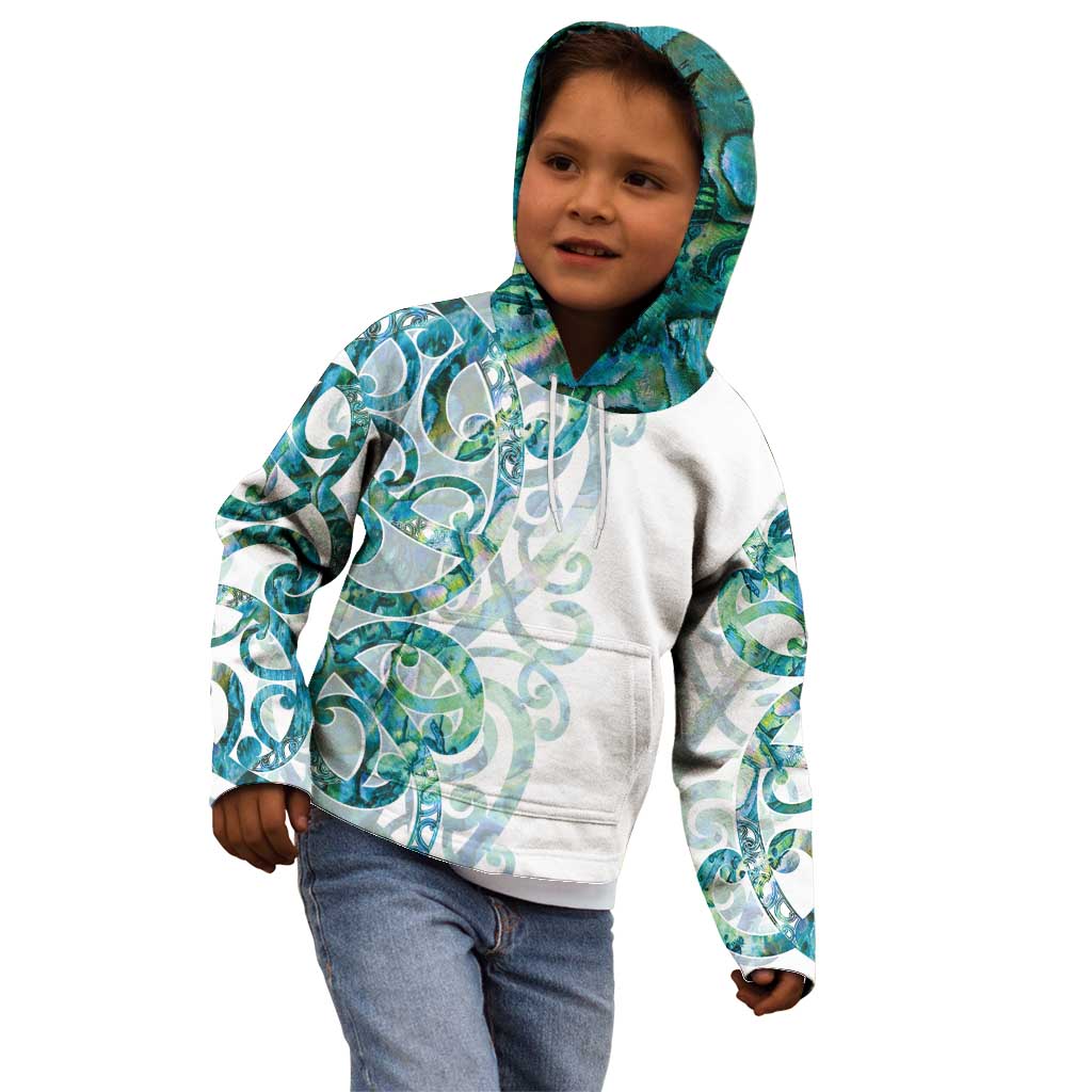 Paua Shell Maori Kid Hoodie Koru Kowhaiwhai LT7 - Polynesian Pride
