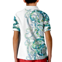 Paua Shell Maori Kid Polo Shirt Koru Kowhaiwhai LT7 - Polynesian Pride
