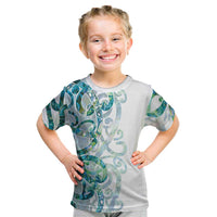 Paua Shell Maori Kid T Shirt Koru Kowhaiwhai LT7 White - Polynesian Pride
