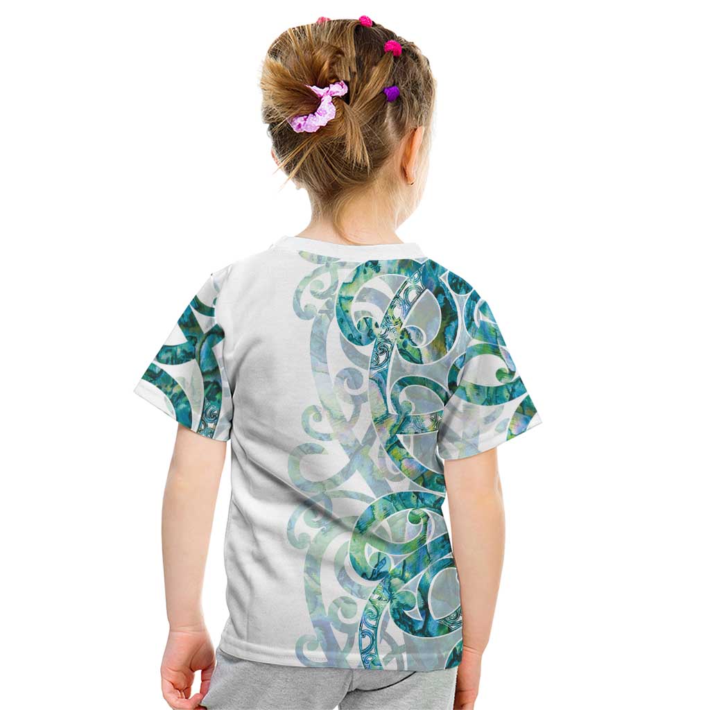 Paua Shell Maori Kid T Shirt Koru Kowhaiwhai LT7 - Polynesian Pride