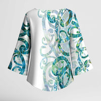 Paua Shell Maori Kimono Sleeve Blouse Koru Kowhaiwhai LT7 - Polynesian Pride