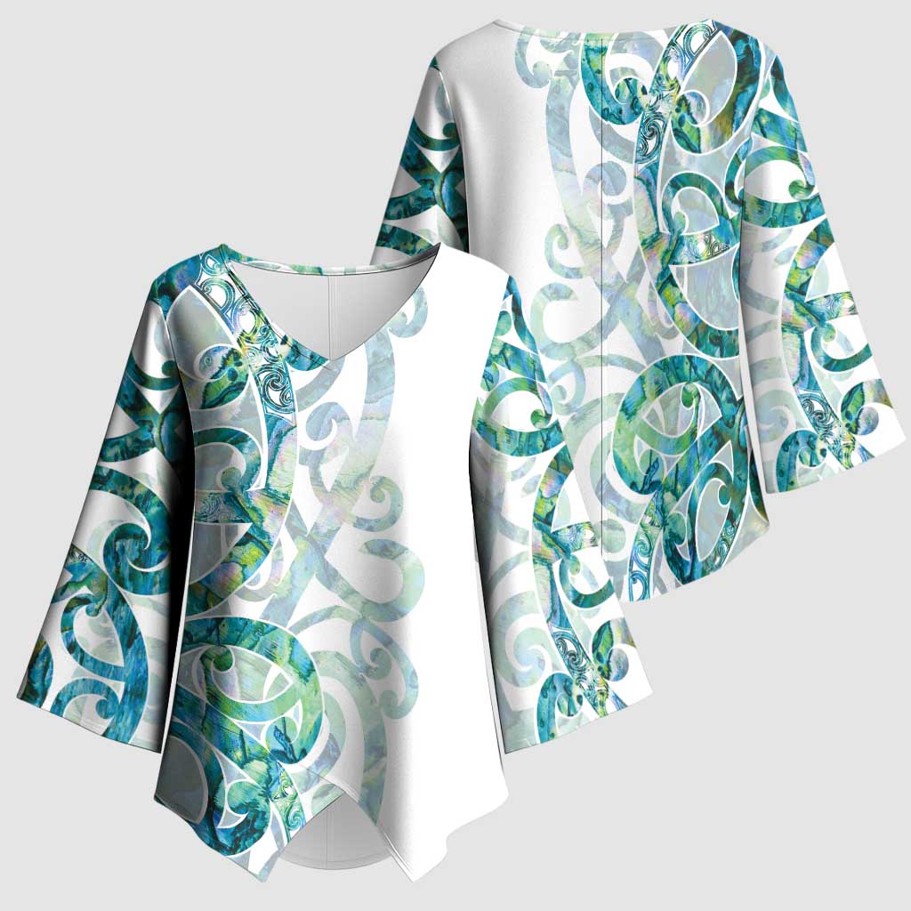 Paua Shell Maori Kimono Sleeve Blouse Koru Kowhaiwhai LT7 - Polynesian Pride
