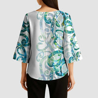 Paua Shell Maori Kimono Sleeve Blouse Koru Kowhaiwhai LT7 - Polynesian Pride
