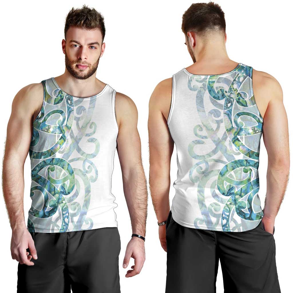 Paua Shell Maori Men Tank Top Koru Kowhaiwhai LT7 - Polynesian Pride