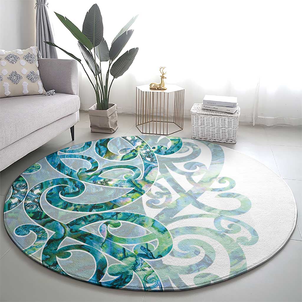 Paua Shell Maori Round Carpet Koru Kowhaiwhai LT7 - Polynesian Pride