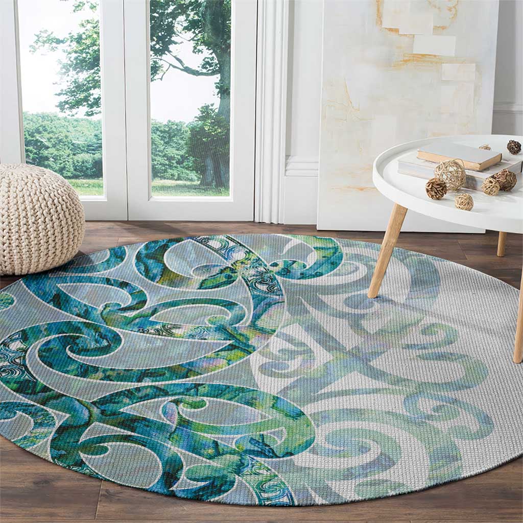 Paua Shell Maori Round Carpet Koru Kowhaiwhai LT7 - Polynesian Pride