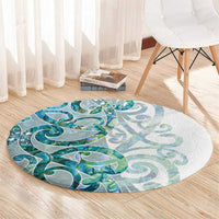 Paua Shell Maori Round Carpet Koru Kowhaiwhai LT7 - Polynesian Pride