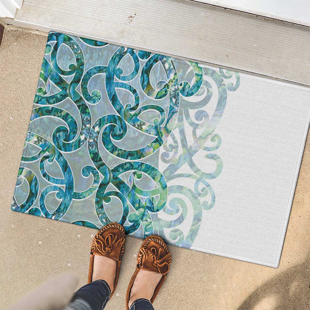 Paua Shell Maori Rubber Doormat Koru Kowhaiwhai LT7 - Polynesian Pride
