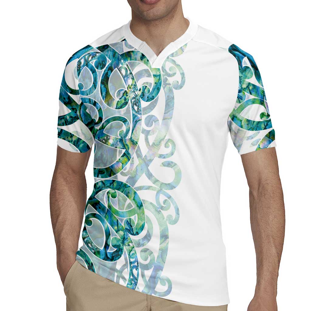 Paua Shell Maori Rugby Jersey Koru Kowhaiwhai LT7 - Polynesian Pride