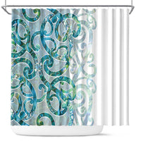 Paua Shell Maori Shower Curtain Koru Kowhaiwhai LT7 White - Polynesian Pride