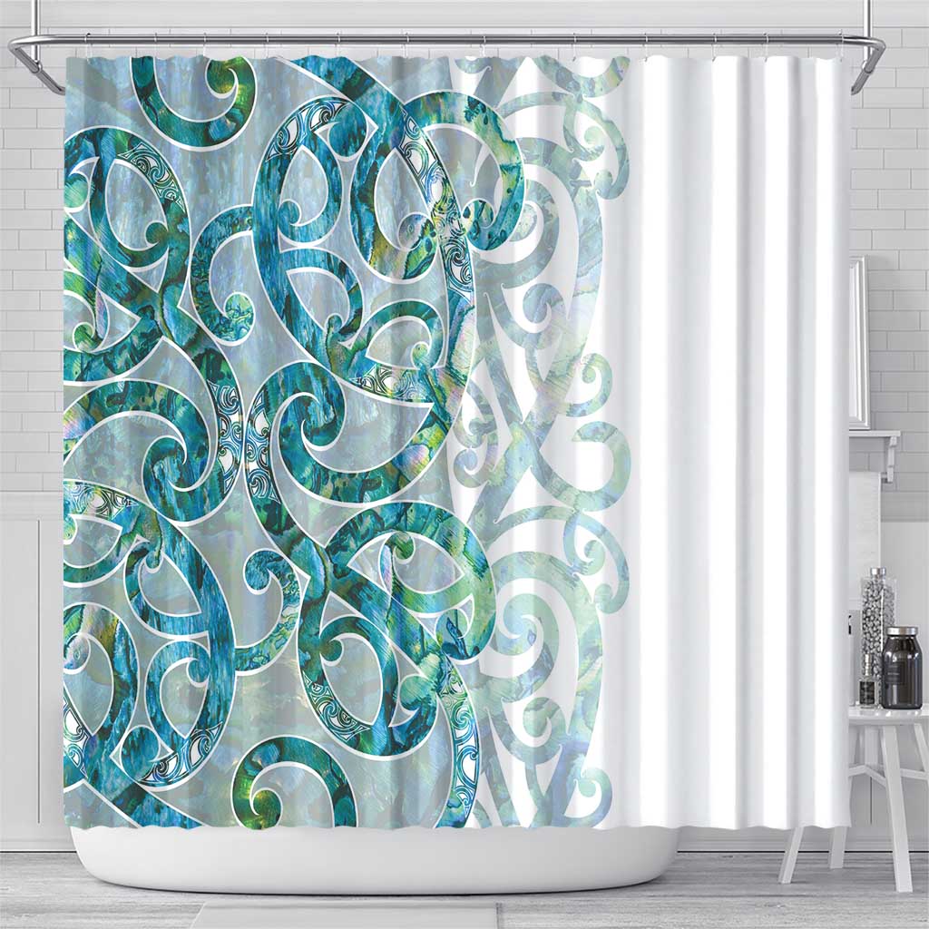 Paua Shell Maori Shower Curtain Koru Kowhaiwhai LT7 - Polynesian Pride