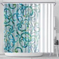 Paua Shell Maori Shower Curtain Koru Kowhaiwhai LT7 - Polynesian Pride