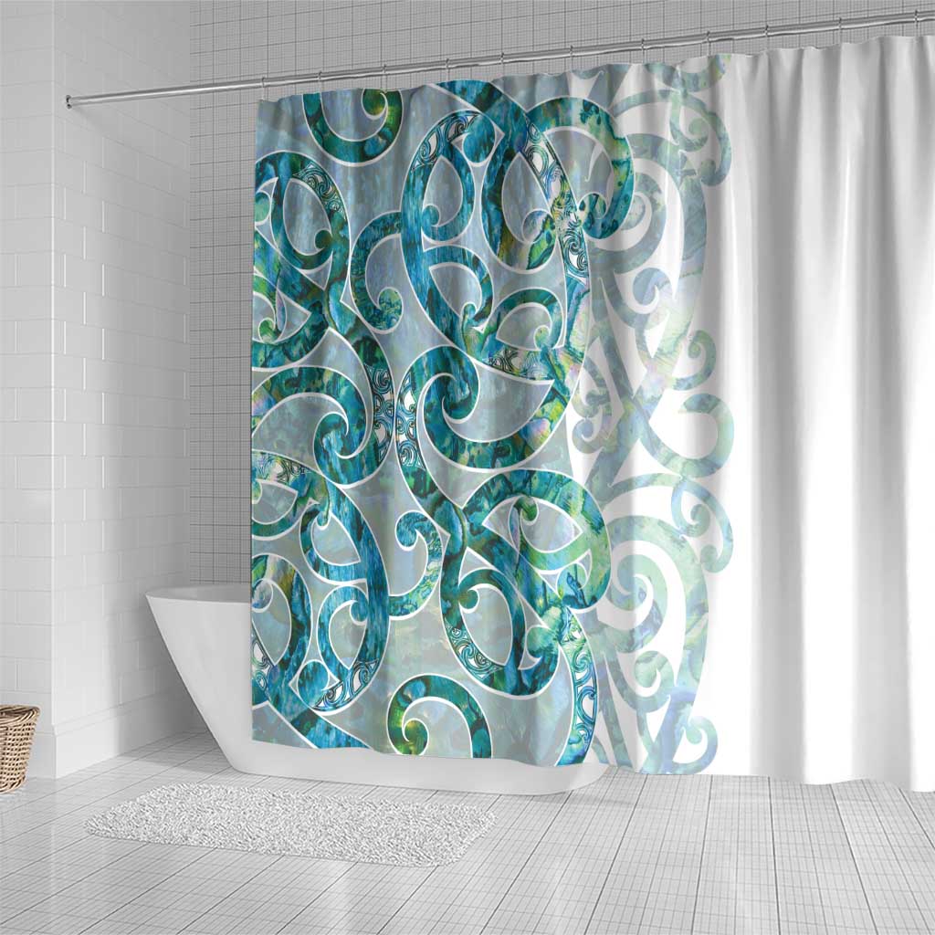 Paua Shell Maori Shower Curtain Koru Kowhaiwhai LT7 - Polynesian Pride