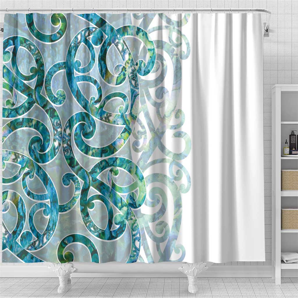 Paua Shell Maori Shower Curtain Koru Kowhaiwhai LT7 - Polynesian Pride