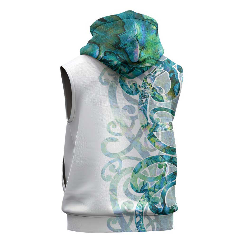 Paua Shell Maori Sleeveless Hoodie Koru Kowhaiwhai LT7 - Polynesian Pride