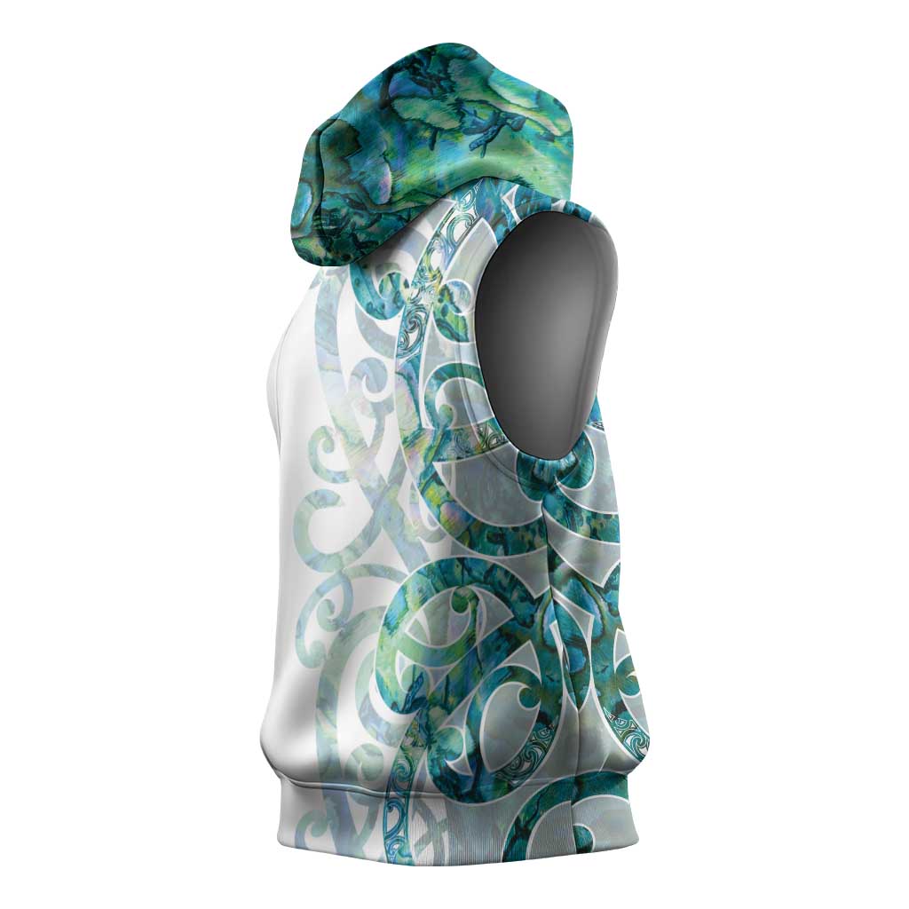 Paua Shell Maori Sleeveless Hoodie Koru Kowhaiwhai LT7 - Polynesian Pride