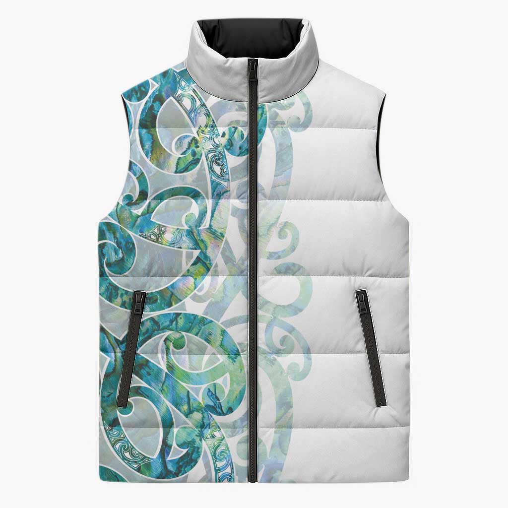Paua Shell Maori Sleeveless Puffer Jacket Koru Kowhaiwhai - Polynesian Pride