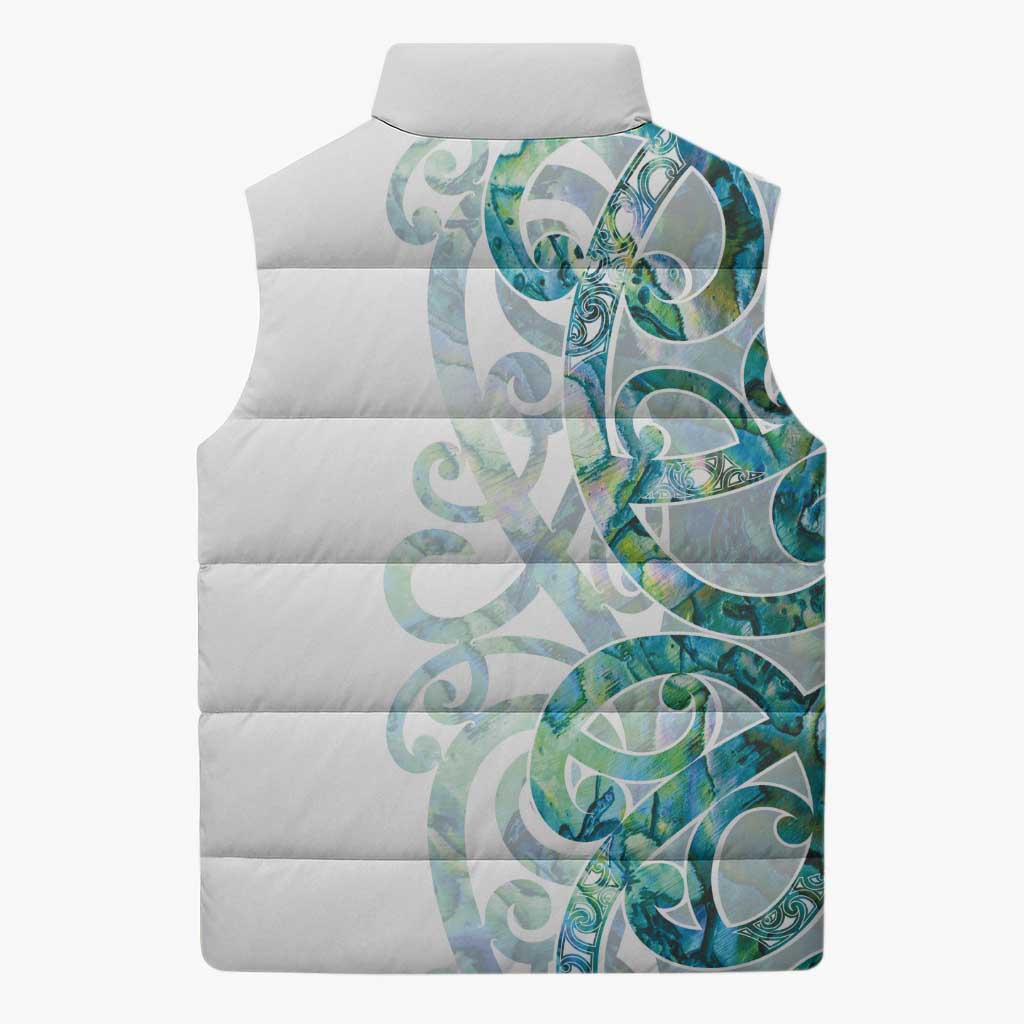 Paua Shell Maori Sleeveless Puffer Jacket Koru Kowhaiwhai LT7 - Polynesian Pride