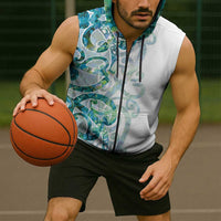 Paua Shell Maori Sleeveless Zip Hoodie Koru Kowhaiwhai LT7 - Polynesian Pride